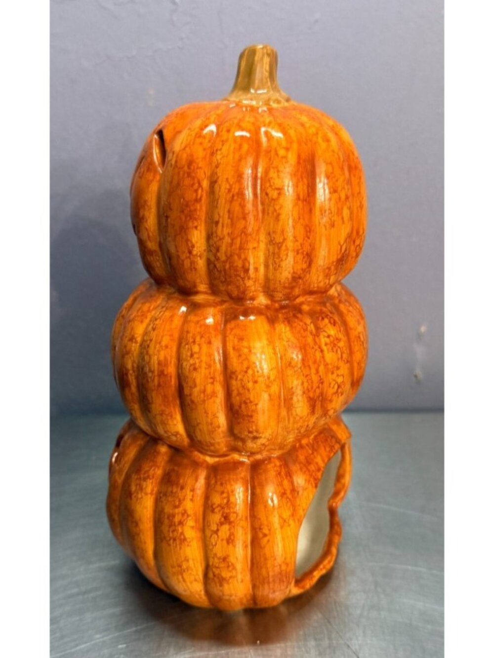 Vintage Russ Berrie Ceramic Stacked Jack O' Lantern Tealight Candle Holder 28683 - Picture 3 of 8